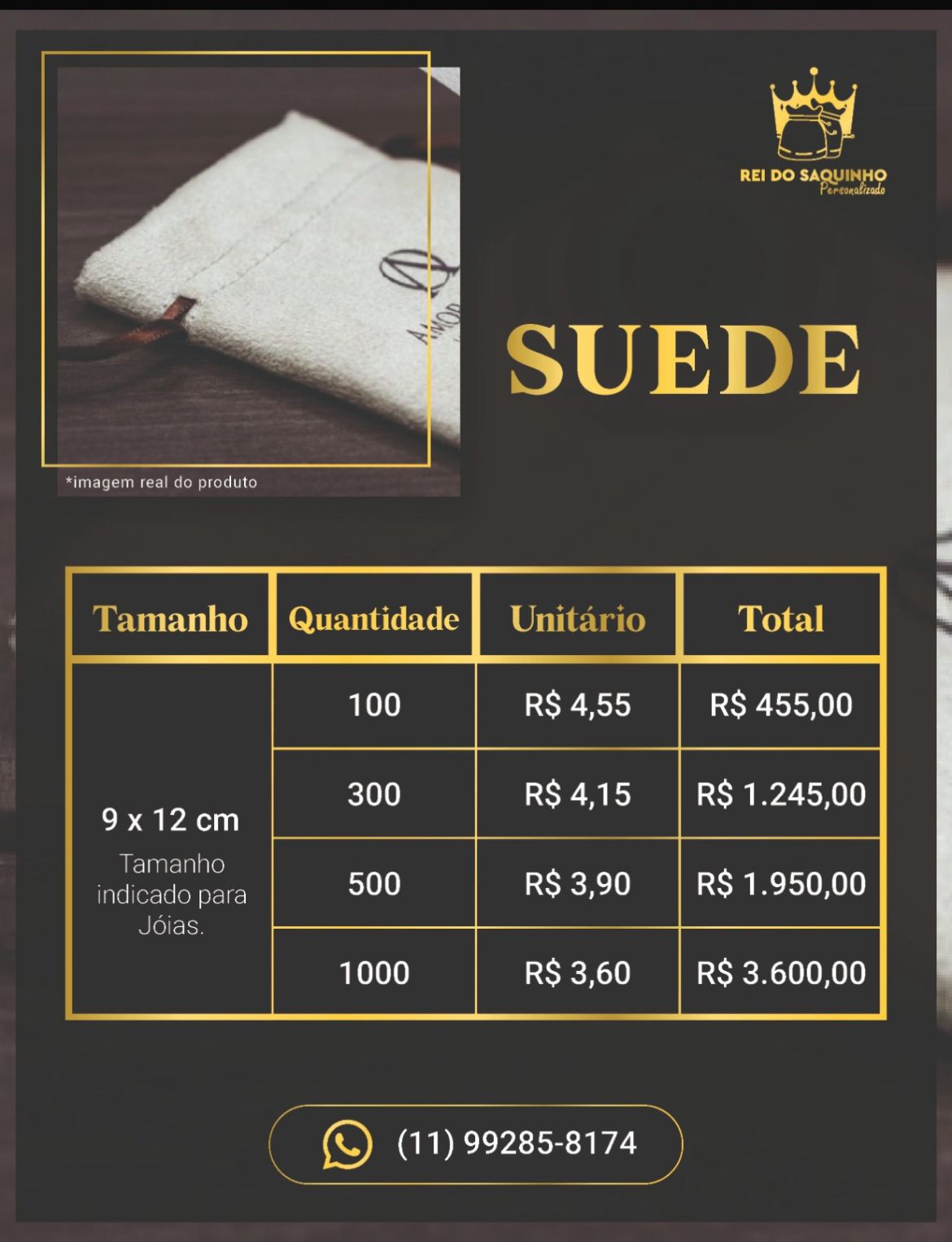 300un TAM9x12cm SUEDE - R$ 4,15cada - Imagem 2