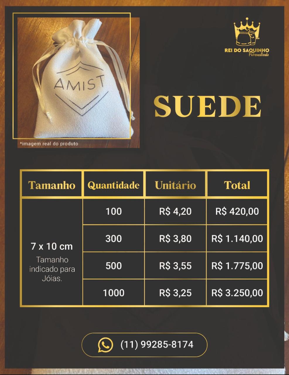 300un Tam7x10cm SUEDE - R$3,80cada - Imagem 2