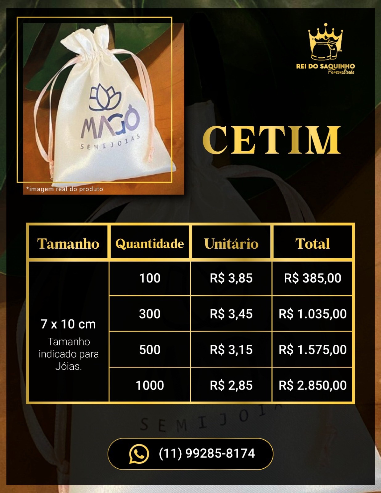 300un Tam7x10cm CETIM - R$ 3,45cada - Imagem 2