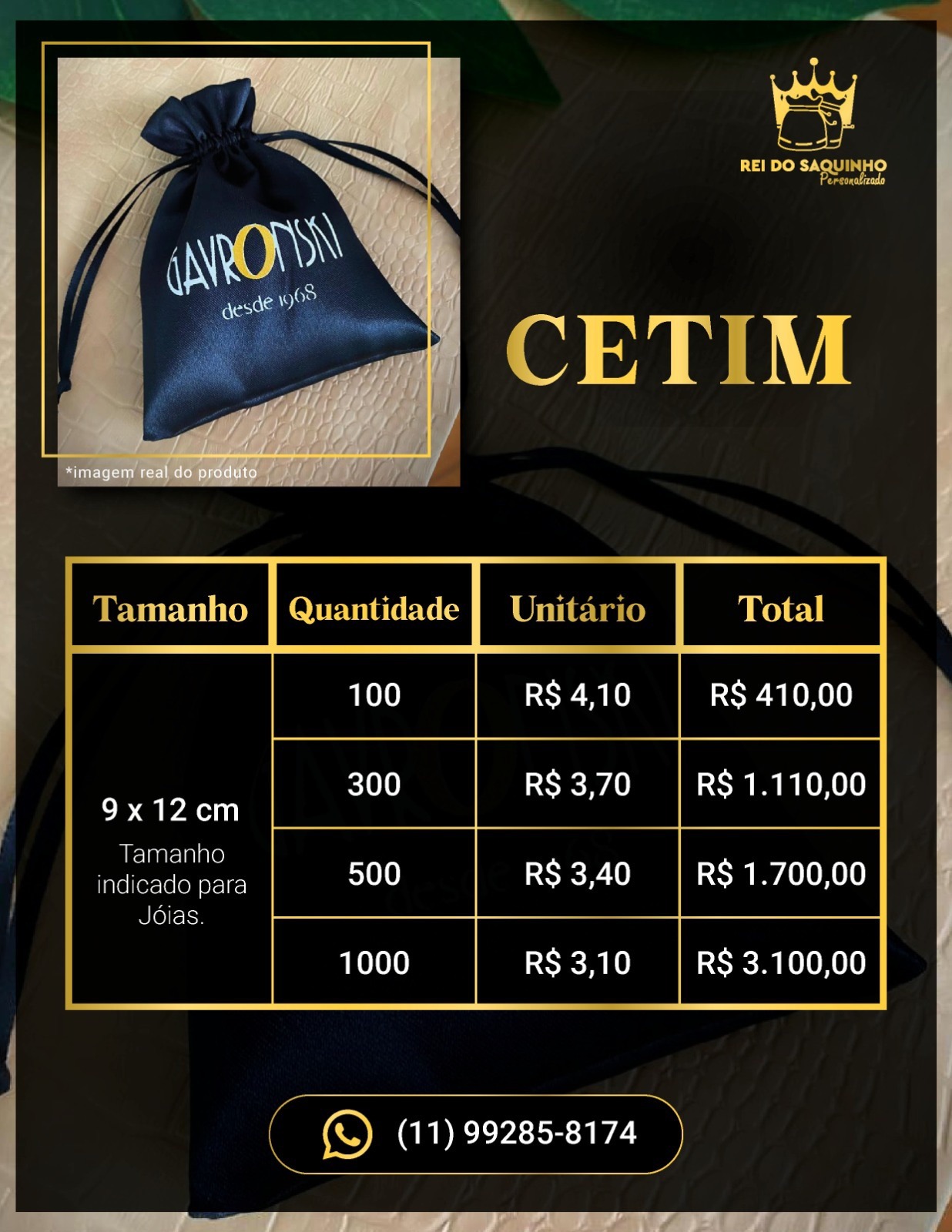 1.000un TAM9x12cm CETIM - R$ 3,10cada - Imagem 2